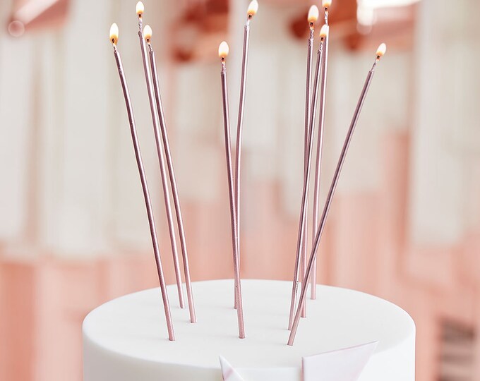 12 Rose Gold Tall Candles Birthday Candles Birthday Cake - Etsy UK