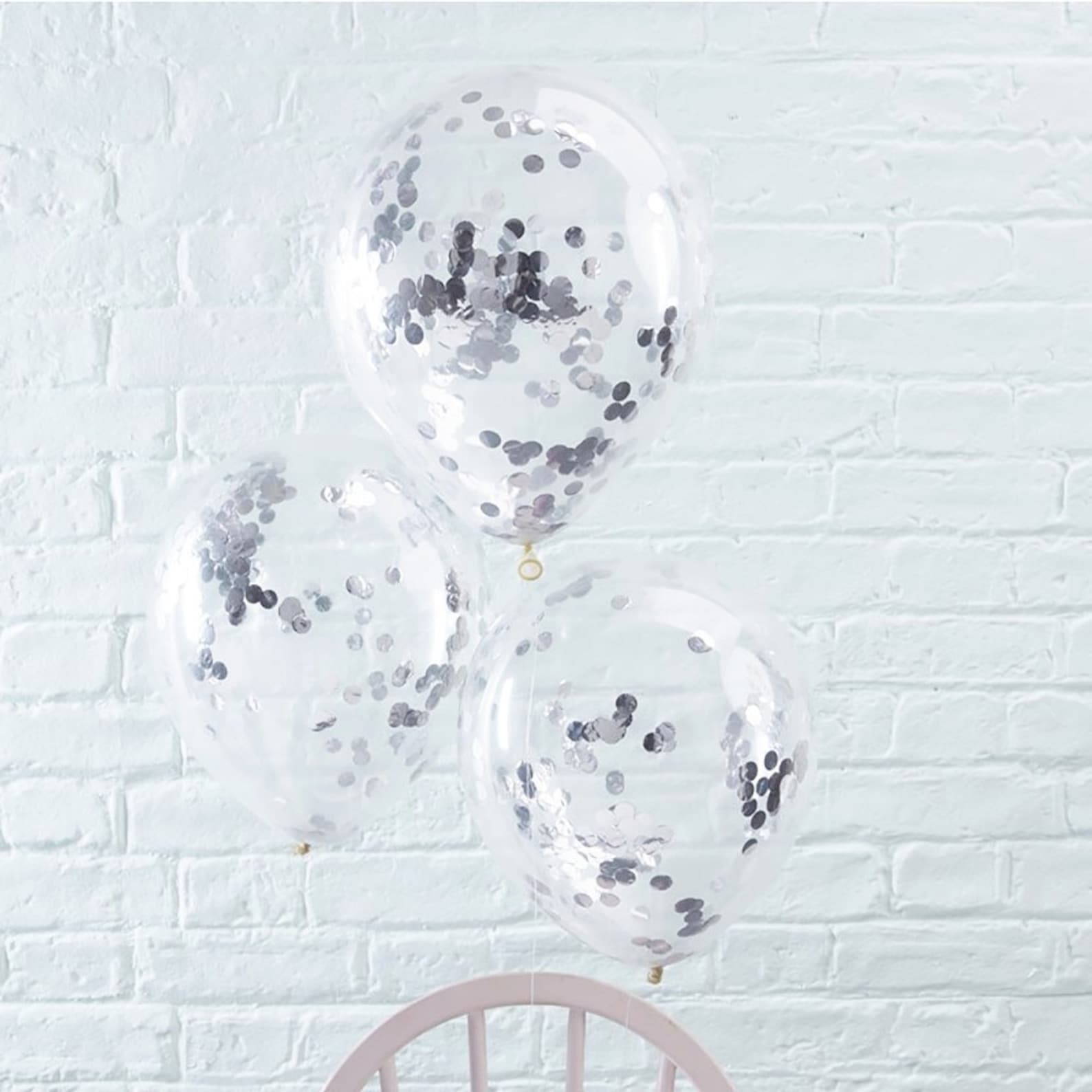 5 Silver Confetti Balloons Silver Balloons Party Balloons Etsy UK