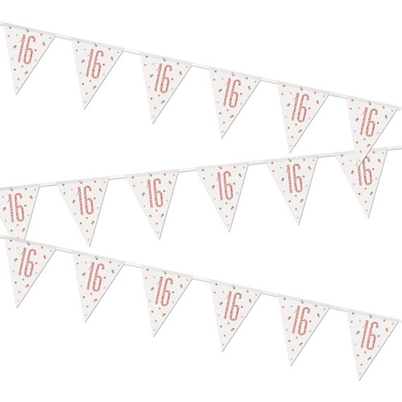 globos Bandera empavesado, Decoraciones 16th Cumpleaños Rosa confeti Banner Fiesta globos Bandera empavesado, Decoraciones 16th Cumpleaños Rosa confeti Banner Fiesta