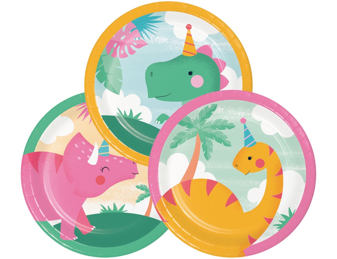 8 Dinosaur Plates 7 Dinosaur Party Plates Dinosaur Etsy