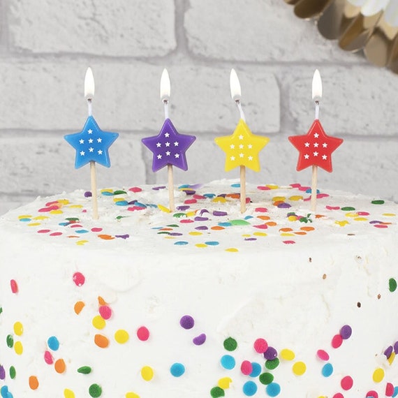 Velas de pastel de cumpleaños de 8 estrellas toppers de - Etsy México