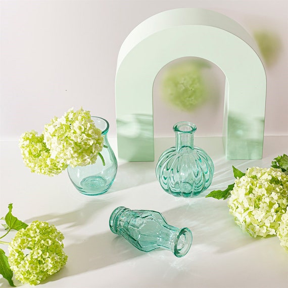 Recycled Glass Vase Set of 3, Wedding Decor, Wedding Centrepiece
