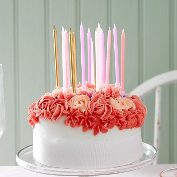 16 candeline per torta di compleanno rosa rosa e oro, toppers per torta di  compleanno, candeline per feste di compleanno per ragazze, candeline di  compleanno, decorazioni per torte di compleanno -  Italia
