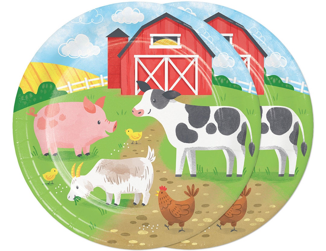 8 Farm Animal Party Plates Farm Animals Birthday Plates Farm Etsy