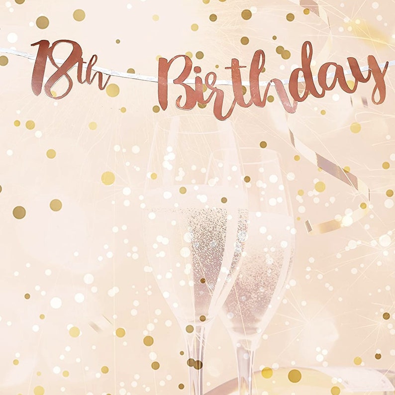 18th Birthday Decorations Rose Gold 18th Birthday Banner 18th Birthday Bunting 18 Birthday Backdrop Rose Gold Birthday Party Decorations
