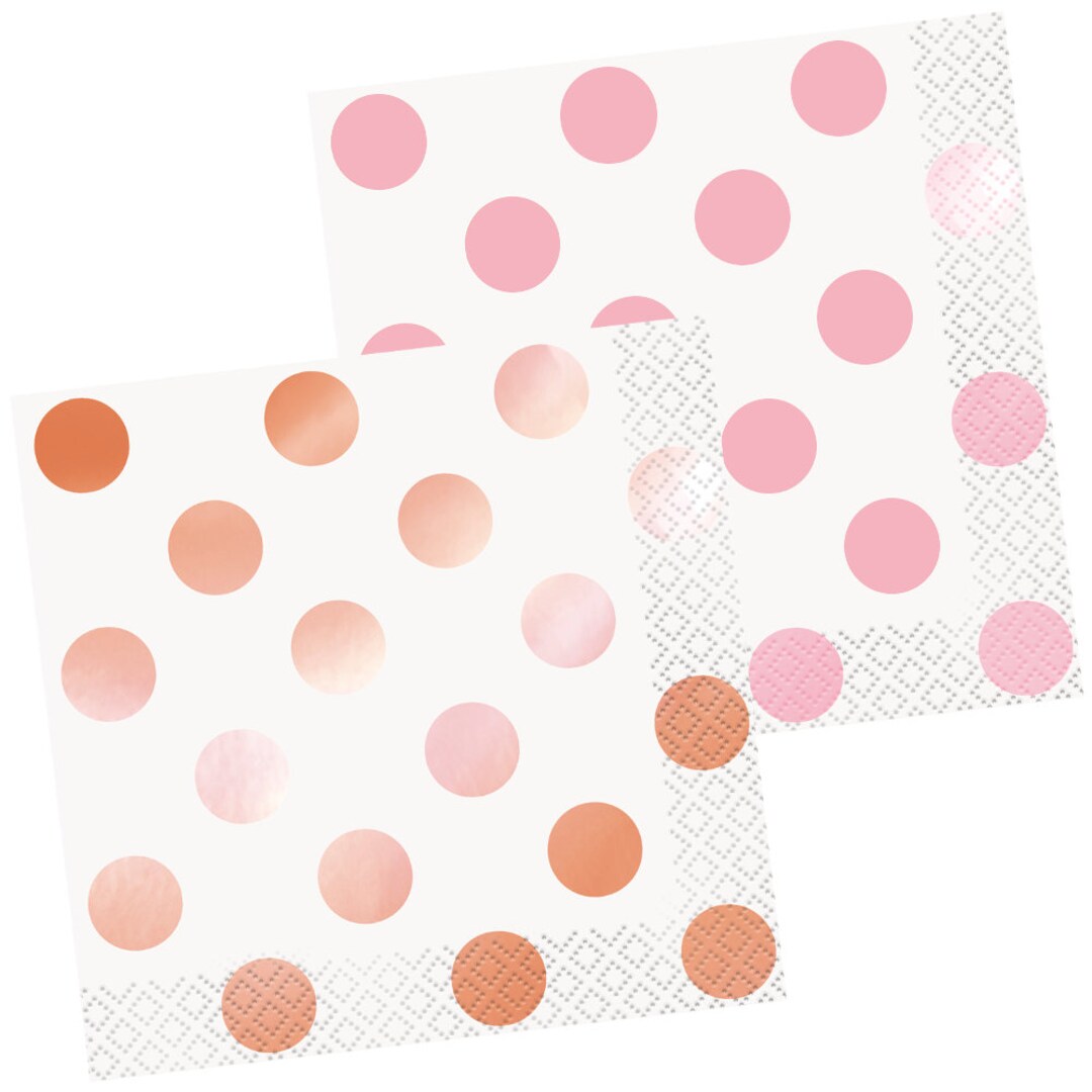16 Rose Gold Polka Dot Paper Napkins Rose Gold Napkins Etsy
