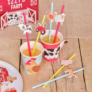 16 Farm Animal Straws, Farm Party Straws, Farm Party Supplies, Farm Theme Birthday Straws, Farm Baby Shower Straws, Farm Birthday Tableware