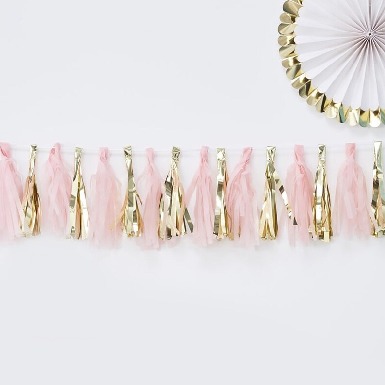 Girls Birthday Bunting Pink Party Decorations Hen Party Decor Girls Baby Shower Baby Shower Decorations 2m Pink /& Gold Tassel Garland