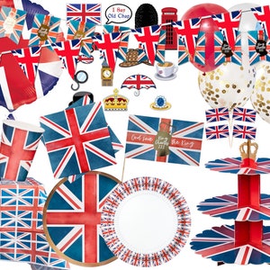 Kings Coronation Royal Party Decorations,  Union Jack Tableware, Street Party Decorations, Union Jack Bunting, Union Jack Party Supplies