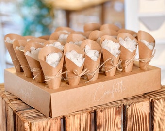 24 Kraft Wedding Confetti Cones, Wedding Confetti Cone Holder, Confetti Cone Stand, Rustic Wedding Decor, Confetti Tray, Wedding Supplies