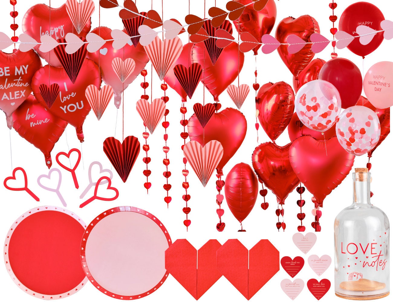 Palloncini a Forma di Cuore Personalizzabili con Adesivi - Idea Decorazione  Camera per San Valentino