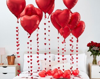 Ballons de Saint-Valentin, Décorations de La Saint-Valentin, Ballons  d'amour, Ballons de cœur, Rubans rouges, Ballons rouges pour décorations de  Saint-Valentin, Saint-Valentin De