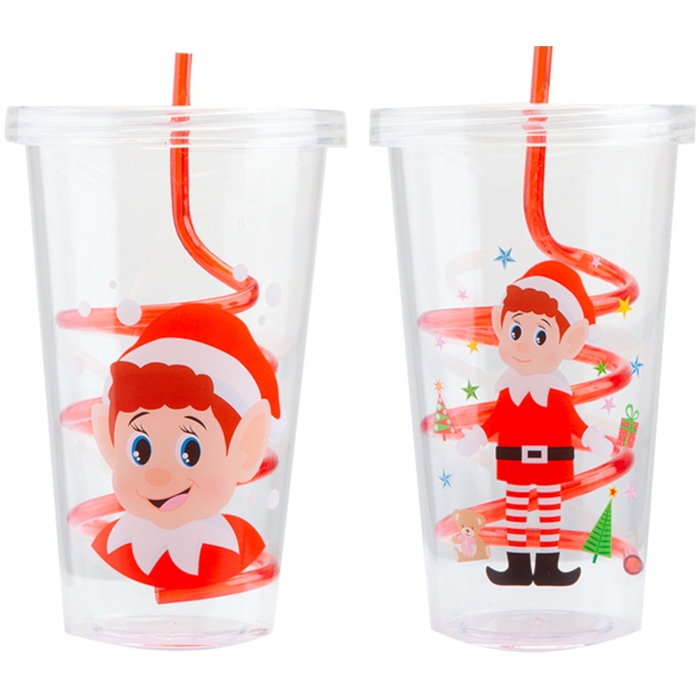 Elf Cups, Set of Party Cups With Straws, Welcome Party, Recyclable Plastic  Cup, Holiday Sale 
