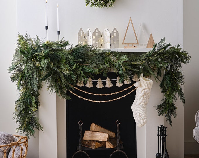 3m Pine & Cypress Christmas Foliage Garland, Rustic Christmas Garland