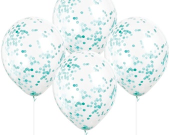 6 Teal Confetti Balloons, Hen Party Balloons, Wedding Balloons, Baby Shower Balloons, Bridal Shower, Bachelorette Party, Birthday Decoration