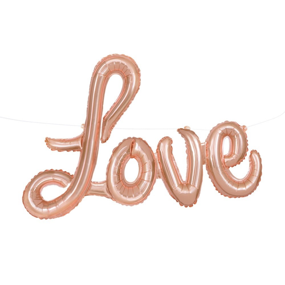 Rose Gold Love Foil Balloon Rose Gold Script Balloon Love Etsy