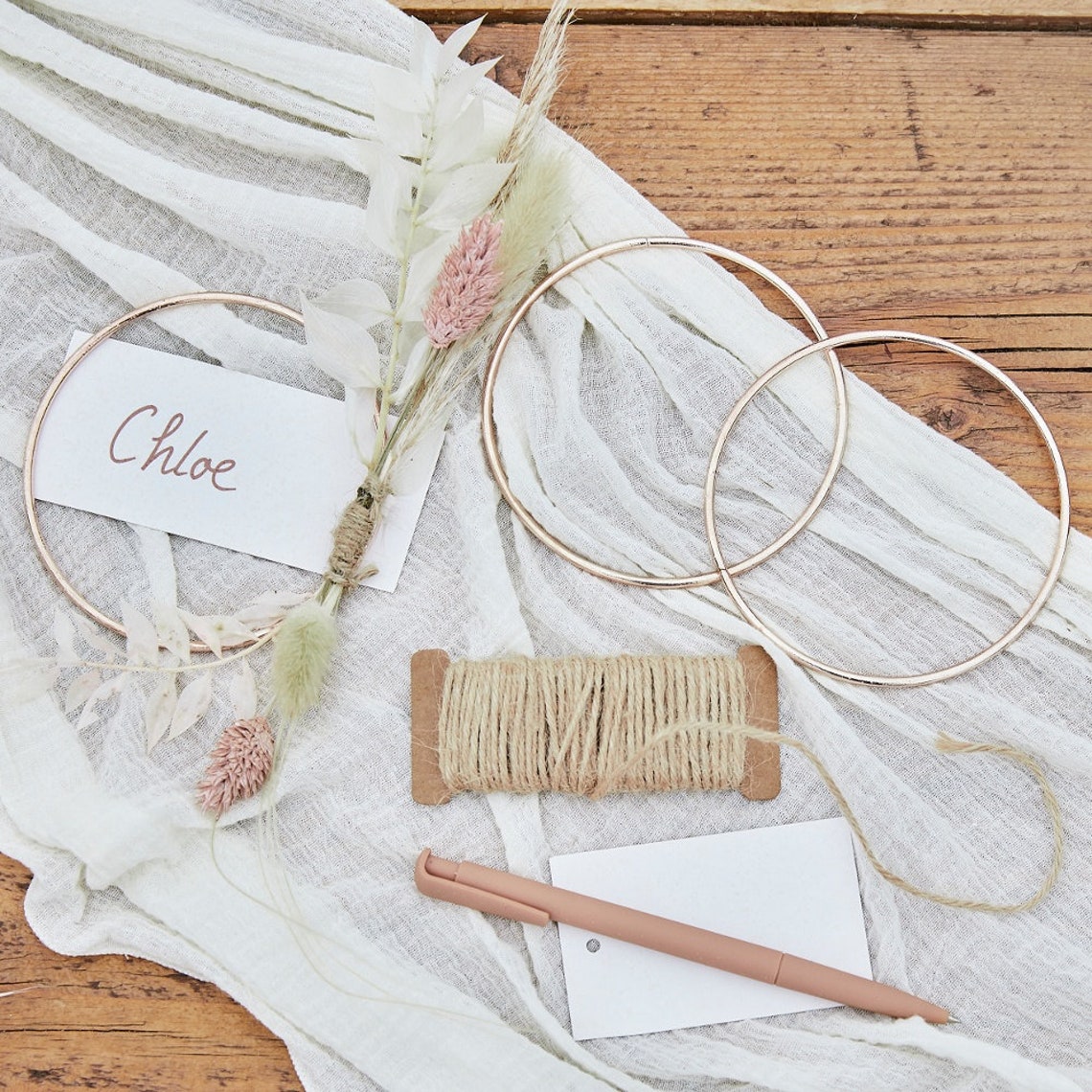 4 Rose Gold Metal Hoop Place Card Holders Rose Gold Wedding Etsy