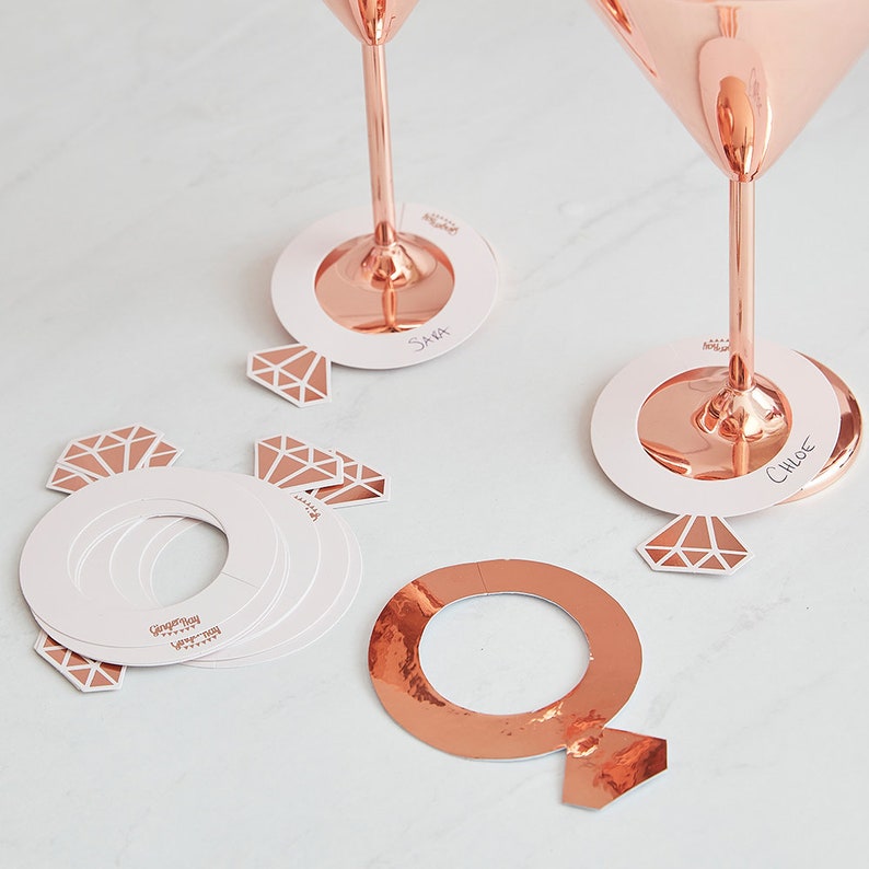 10 Rose Gold Ring Shaped Drink Markers Cocktail Charms Rose Etsy