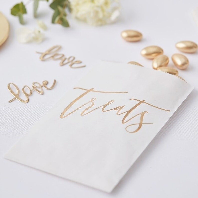 20 Gold Foil Paper Treat Bags Wedding Favours Candy Bags Etsy