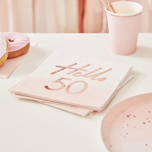 16 Pink & Rose Gold Napkins Birthday Paper Napkins Girl Baby Etsy UK