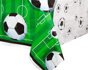 Football Party Plastic Table Cover Cloth, Football Party Tablecloth PVC, Boys Birthday Party Tableware, Soccer Football Theme Party Supplies