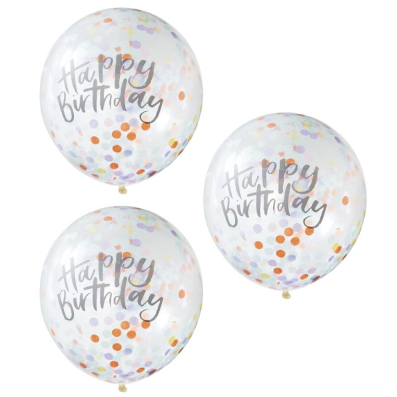 Latex Balloons Helium Balloons Girls Party Balloons Birthday Balloons 5 Happy Birthday Pastel Confetti Balloons Birthday Decorations
