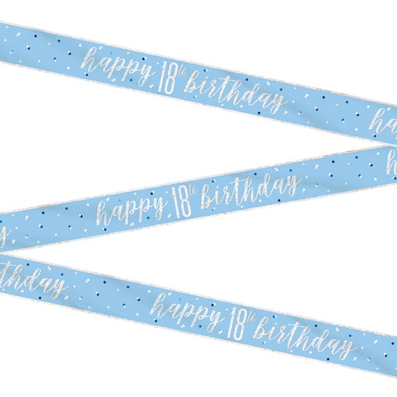 9ft Glitz Blue And Silver 18th Birthday Bunting Banner NEW 