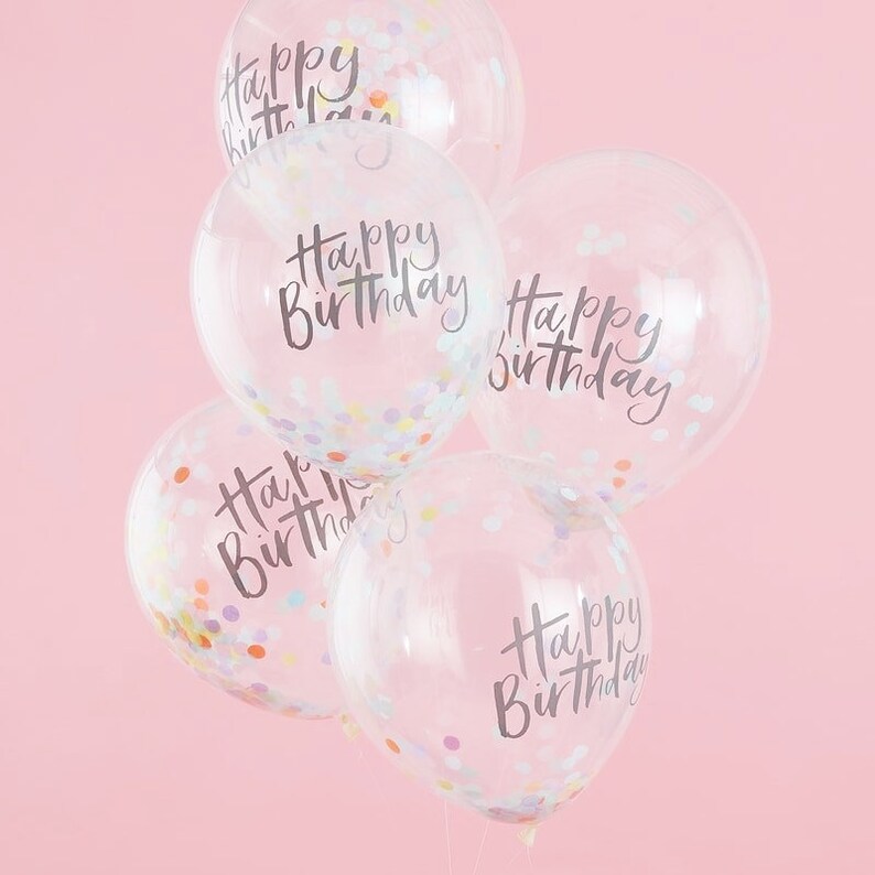 Latex Balloons Helium Balloons Girls Party Balloons Birthday Balloons 5 Happy Birthday Pastel Confetti Balloons Birthday Decorations