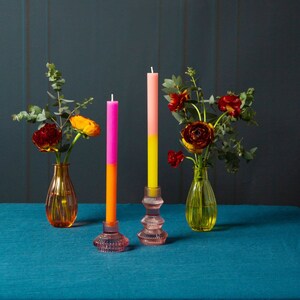 Coloured Glass Bubble Candlestick Holder 20cm Tall Colourful