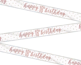 Happy 18th Birthday Bunting, 18th Birthday Decorations, 18th Birthday Party Decor, Rose Gold Birthday Decorations, 18th Birthday Banner Sign