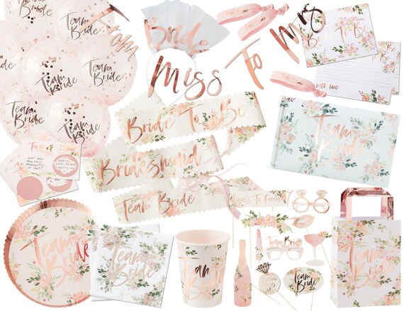 Floral Hen Party Decorations Hen Do Accessories Rose Gold | Etsy Australia