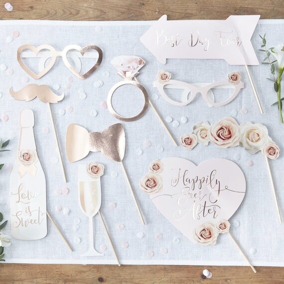 10 Wedding Photo Props Wedding Party Photo Booth Props Etsy
