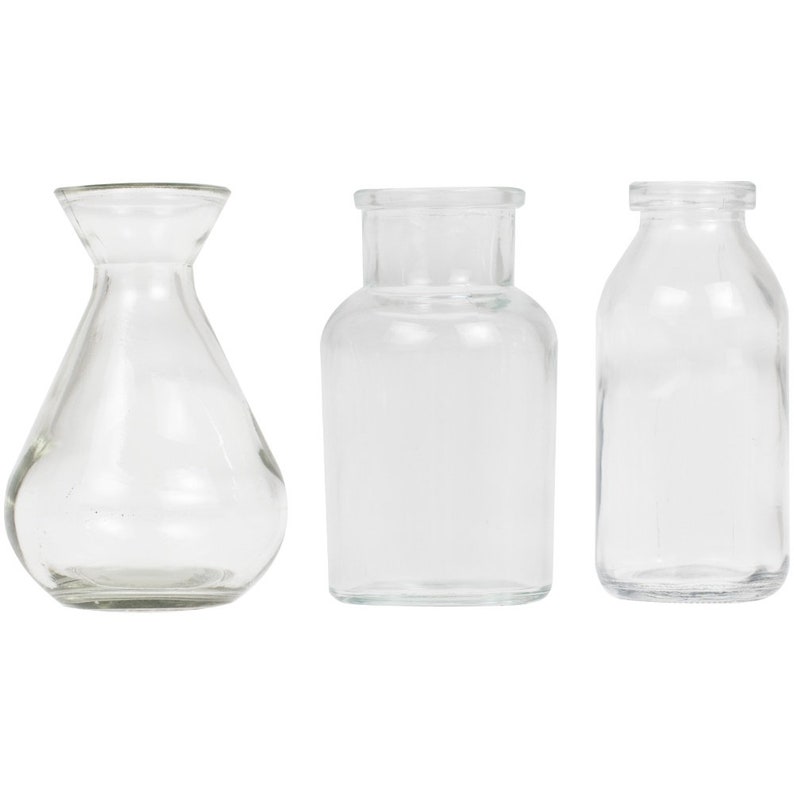 3 Mini Glass Vase Set Rustic Wedding Decor Wedding Etsy UK
