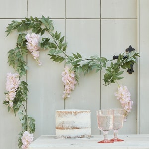 Blush Pink Wisteria Garland, Foliage Garland, Artificial Flower Garland, Rustic Wedding Decor, Wedding Garland, Spring Decor, Wall Hanging