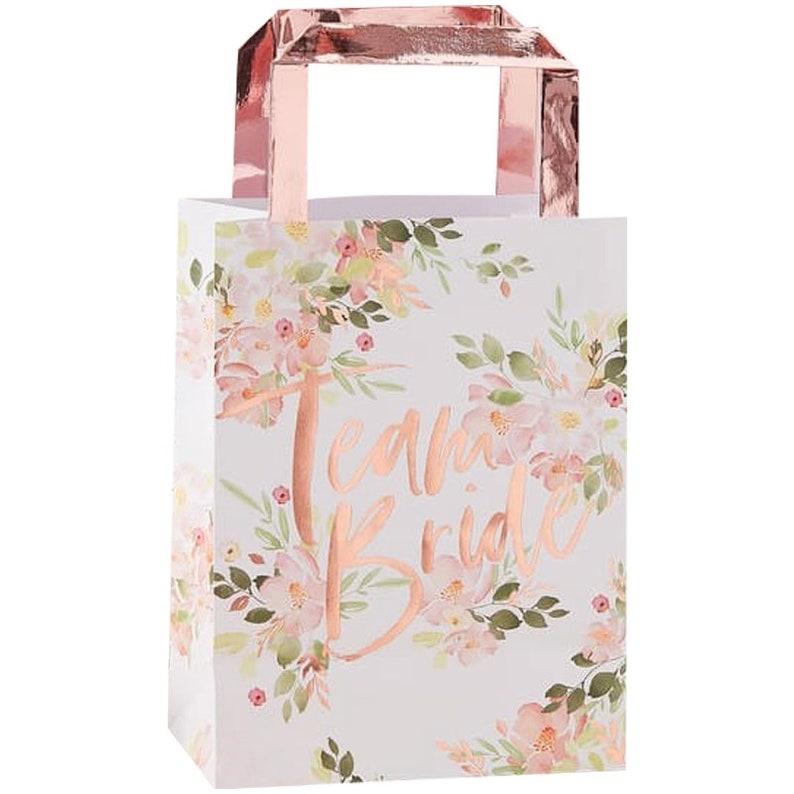 1 Team Bride Floral Hen Party Bag Rose Gold Bachelorette Etsy UK