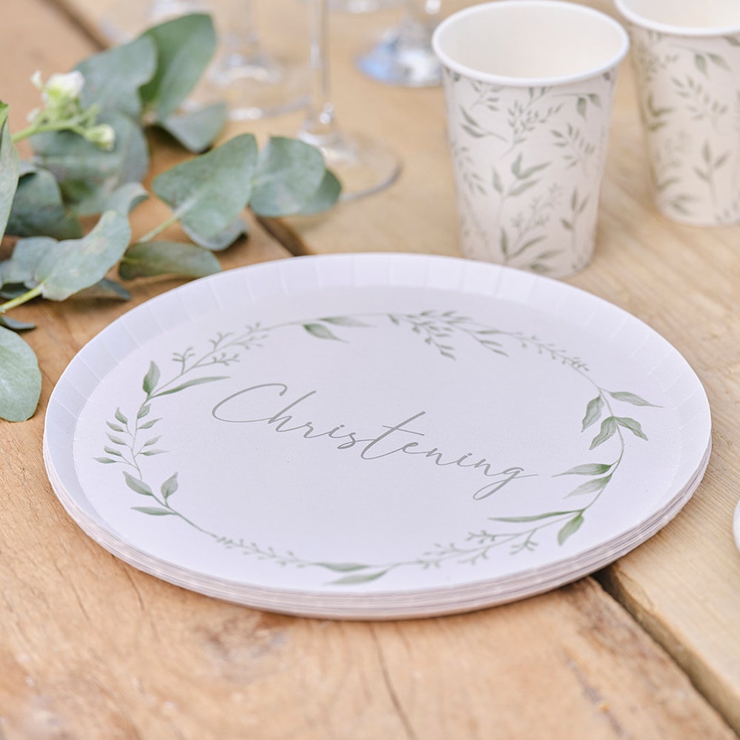 8 Christening Paper Plates Christening Decorations Etsy