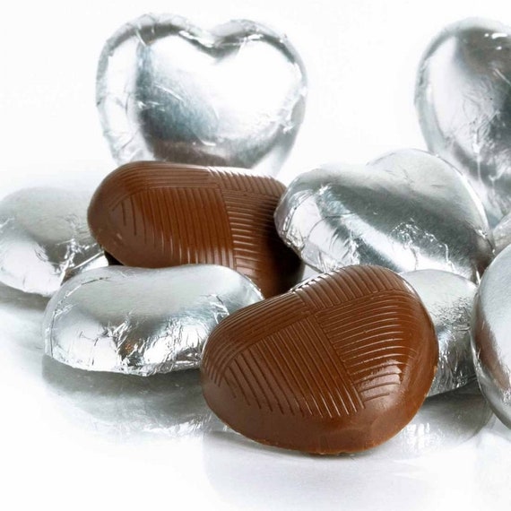 FOIL WRAPPED BELGIAN MILK CHOCOLATE HEARTS HIGH QUALITY WEDDING PARTY  FAVOURS