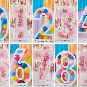 Balloon Number Stands 0-9 Stand, Balloon Mosaic Frame, Birthday Balloon Decor, Balloon Mosaic Template, Balloon Frame, Birthday Decorations