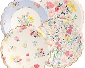 8 English Garden Party Plates, Floral Paper Plates, Tea Party Plates, Birthday Plates, Floral Baby Shower Plates, Wedding, Disposable Plates