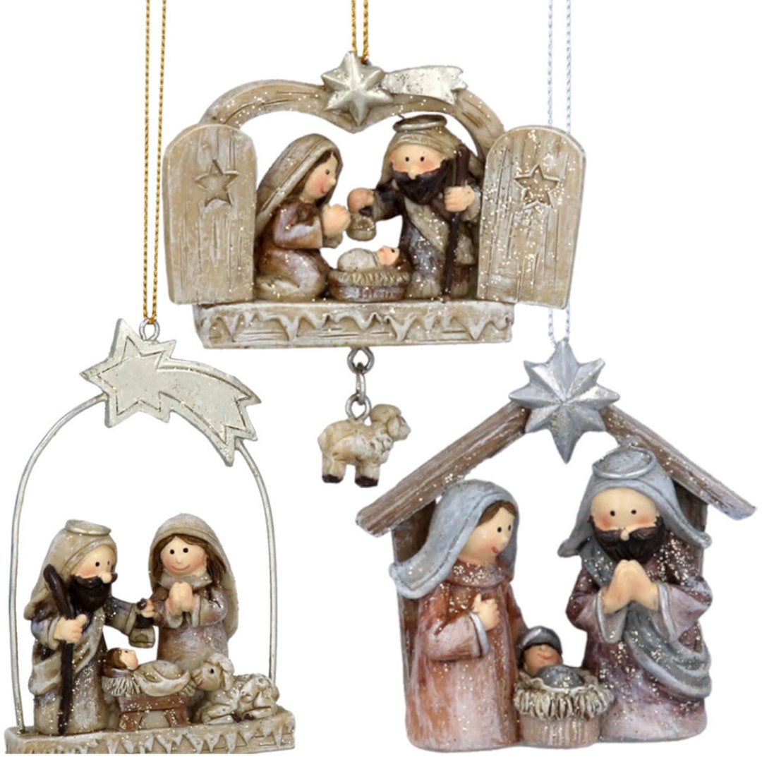 Nativity Scene Ornaments, Christmas Decorations, Vintage Christmas Tree