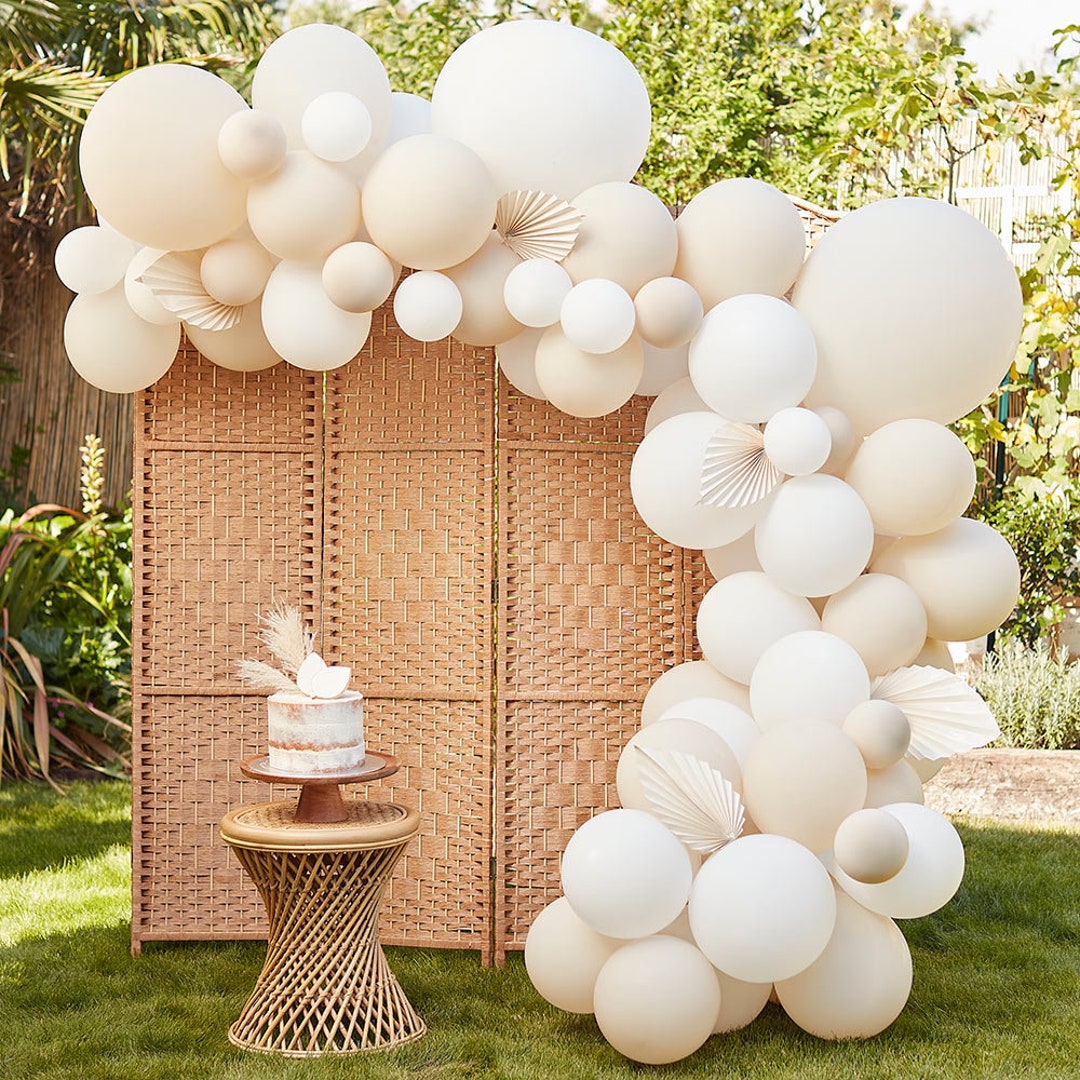 Arco De Globos Retro Celeste Beige Nude Deco Cumpleaños