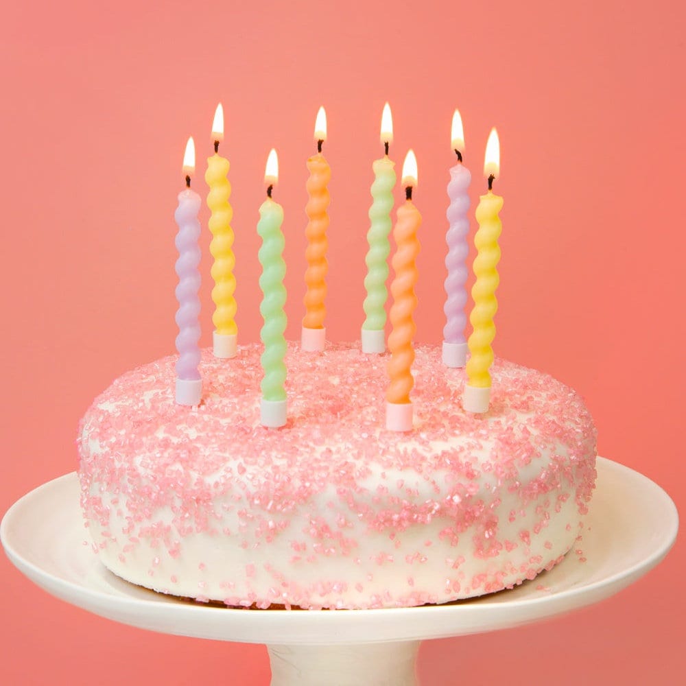8 bougies d'anniversaire pastel spirales, bougies pour gâteau d
