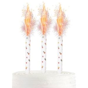 4 X Glitz Sparkling Birthday Party Cake Topper Fountain Candles SILVER
