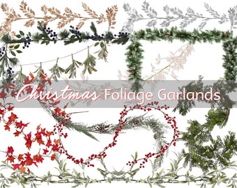 Artificial Foliage Garland, Rustic Christmas Decorations, Christmas Garland, Festive Garland, Holiday Decor, Fireplace Garland, Mantle Decor
