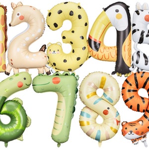 Animal Number Balloons 1-9, Animal Balloons, Animal Birthday Balloons, Animal Party Decorations, Animal Jungle Safari, Birthday Decorations