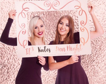 Rose Gold Hen Party Photo Booth Frame, Photo Booth Props, Hen Party Games, Bridal Shower Games, Bachelorette Party, Photo Props, Selfie Prop