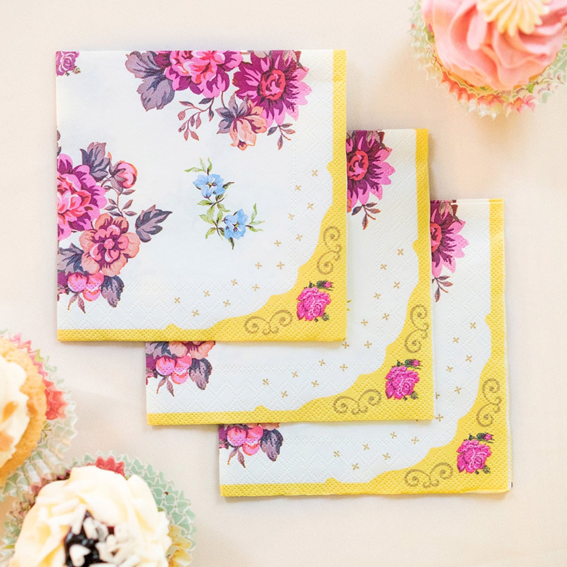 20 Floral Paper Napkins Birthday Napkins Tea Party Napkins Etsy UK