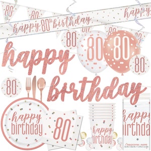 Rose Gold 80th Birthday Decorations, 80th Birthday Party Decor, Rose Gold Party, 80th Birthday Banner, Birthday Balloons, Birthday Supplies