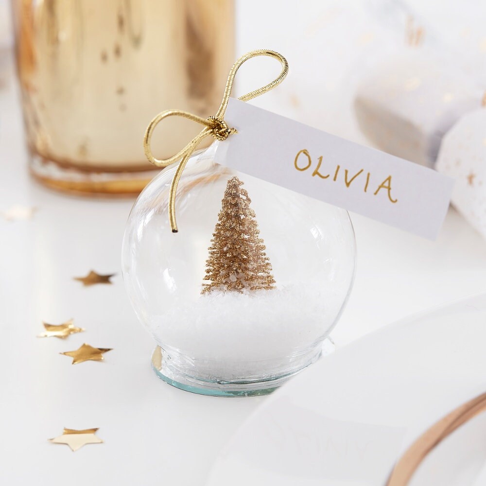 4 Christmas Snow Globe Place Card Holders Christmas Bauble Etsy UK