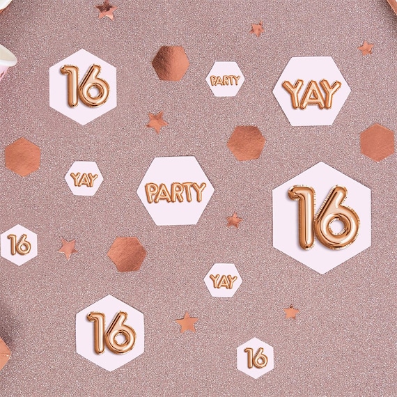 BLACK AND SILVER FOIL CONFETTI SCATTERS 50TH BIRTHDAY ANNIVERSARY PARTY TABLE